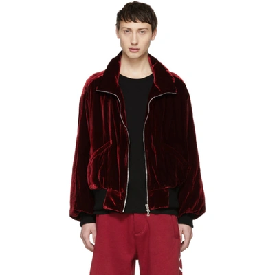 Amiri Padded Velvet Blouson Jacket - Burgundy In Mlt Merlot