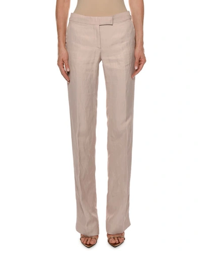 Tom Ford Side-tabs Straight-leg Viscose-linen Pants In Sugar Pink