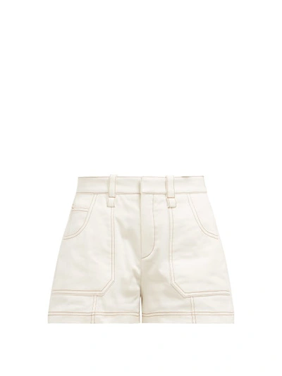 Chloé Contrast-stitching Cotton Shorts In Ivory