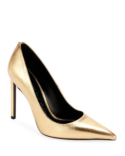Tom Ford Laminated Leather 105mm Pumps In Gold