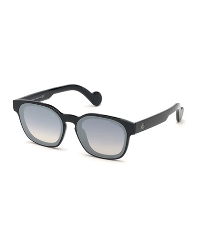 Moncler Mirrored Rectangle Sunglasses In Black