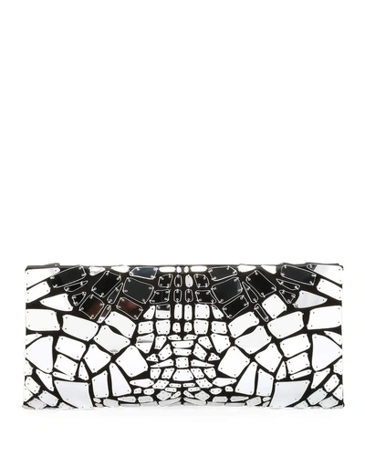 Tom Ford Mirror Embroidered Satin Clutch Bag In Black/gold