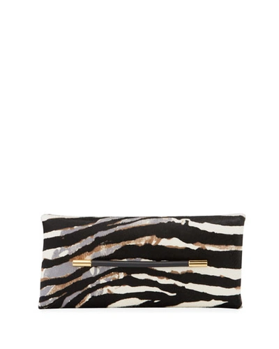 Tom Ford Ava Zebra-print Calf Hair Clutch Bag In White/black