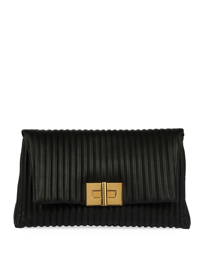 Tom Ford Quilted Leather Turn-lock Clutch Bag In Black