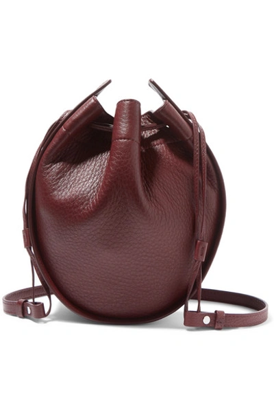 The Row Drawstring Deerskin Leather Pouch Bag In Burgundy