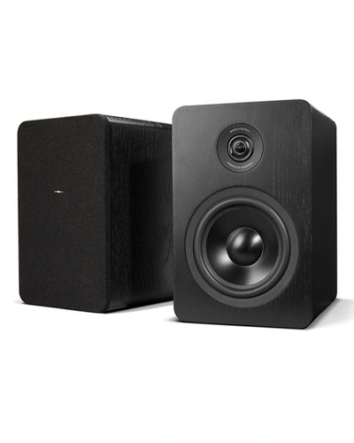 Shinola Wooden Bookshelf Speakers With Bluetooth (set Of Two), Black Finish