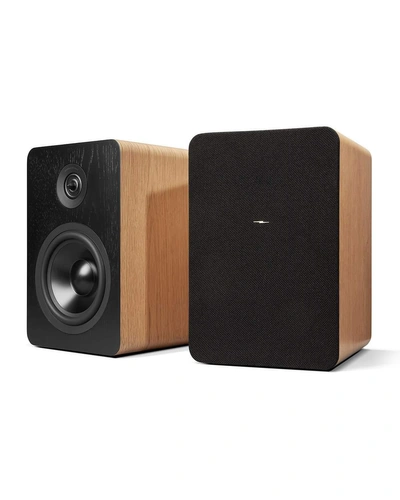 Shinola Wooden Bookshelf Speakers With Bluetooth (set Of Two), Natural Oak Finish In Neutral Pattern