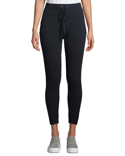 Enza Costa Cashmere Thermal Drawstring Jogger Pants In Blue