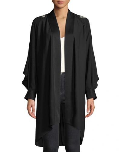 Diane Von Furstenberg Deon Embellished Long-sleeve Kimono In Black