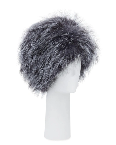 Surell Accessories Fox Fur Bubble Hat In Blue Frost