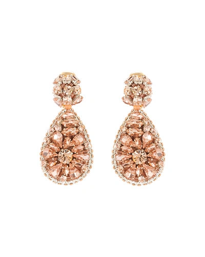 Oscar De La Renta Jeweled Teardrop Clip-on Earrings In Pink/gold