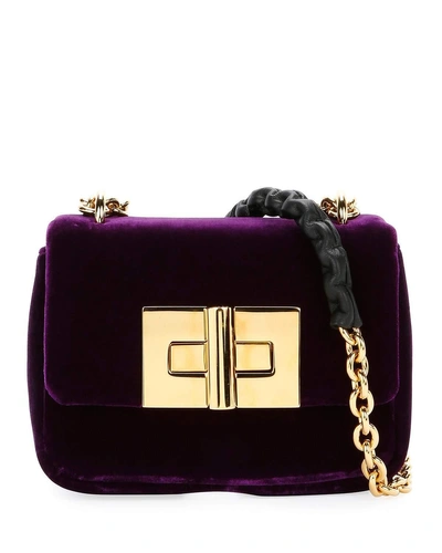 Tom Ford Natalia Mini Soft Velvet Shoulder Bag In Purple