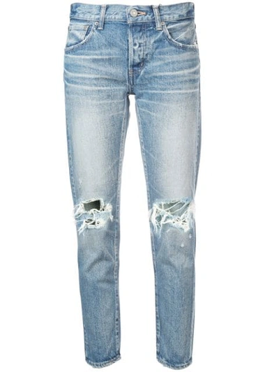 Moussy Vintage Ripped Knee Jeans In Blue