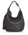 Halston Heritage Halston Elsa Large Leather Tassel Hobo In Steel Gray/gunmetal