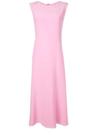 Rochas Overgross Sleeveless Silk Crepe De Chine Midi Dress In Pink