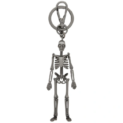 Alexander Mcqueen Skull Bottle-opener Keychain In 1221 Blksil