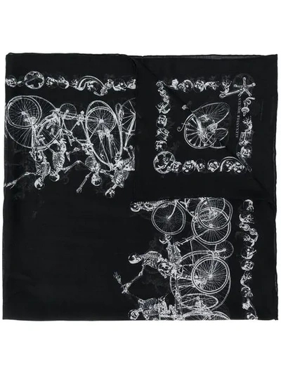 Alexander Mcqueen Printed Modal And Silk-blend Scarf In 1078 Black