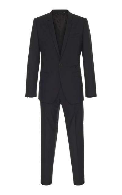 Dolce & Gabbana Slim-fit Stretch-virgin Wool Suit In Black