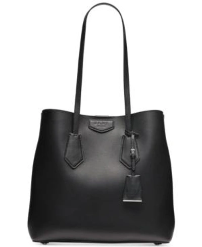 Dkny Sullivan Leather Tote, Created For Macy's In Black/silver