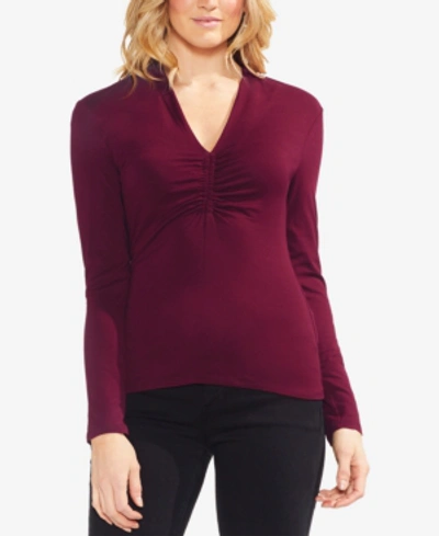 Vince Camuto Cinched V-neck Top In Manor Red