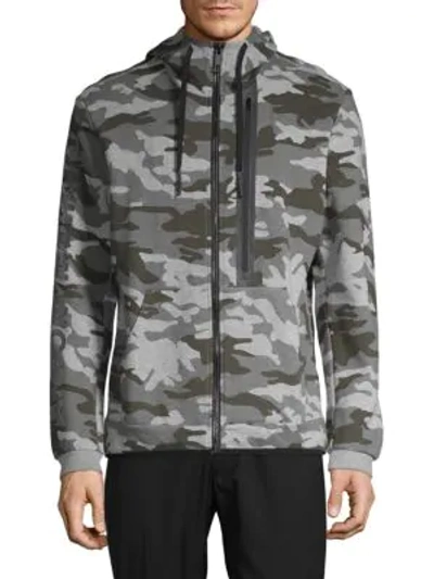Antony Morato Camouflage Fleece Hooded Jacket In Medium Grey