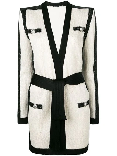 Balmain Contrasting Panels Cardi-coat In Cnero