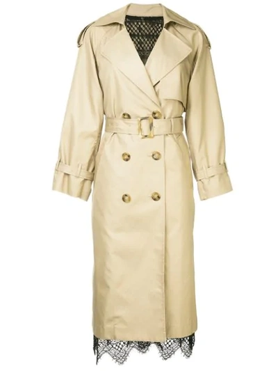 Le Ciel Bleu Double Breasted Trenchcoat In Neutrals