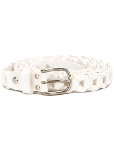 Marios Woven Buckle Belt - White