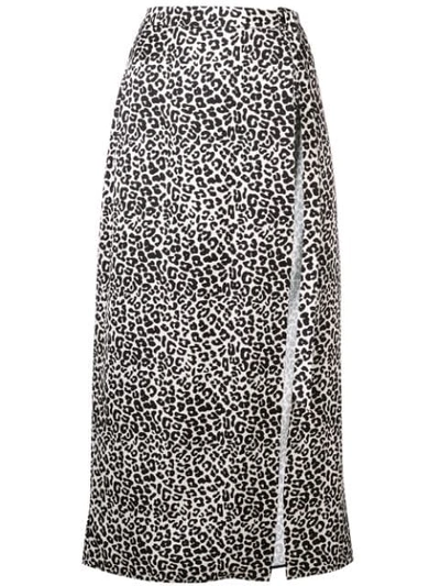 Wandering Leopard Print Midi Skirt In Black