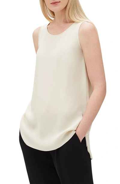 Lafayette 148 Plus Size Ruthie Sleeveless High-low Silk Blouse In Oro
