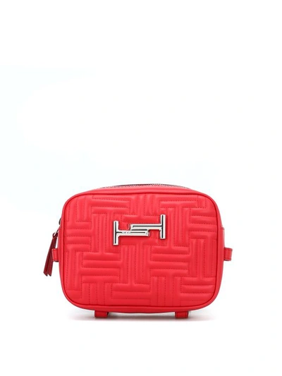 Tod's Double T Red Quilted Leather Camera Bag