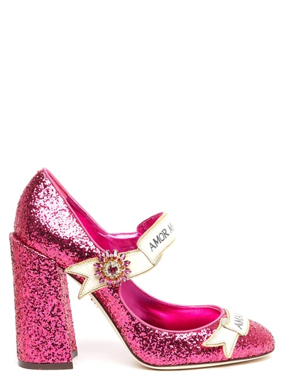 Dolce & Gabbana 'amor Magister Optimus Est Amantes' Shoes In Fuchsia