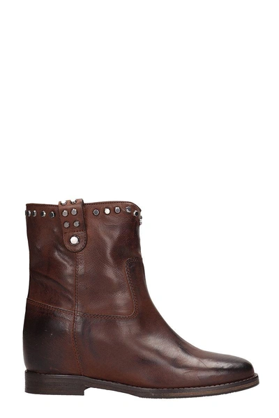 Julie Dee Brown Leather Ankle Boots