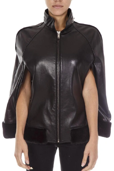 Saint Laurent Black Leather Mantle Jacket