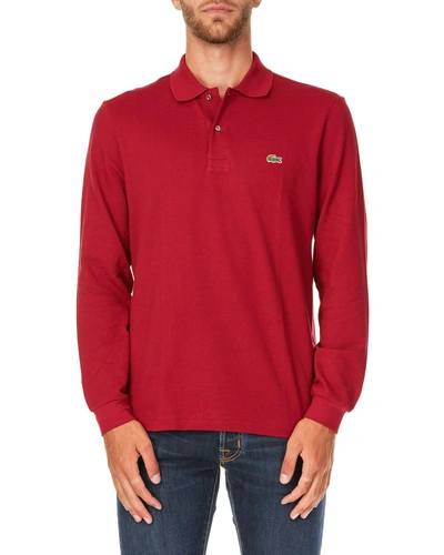 Lacoste Cotton Polo Shirt In Burgundy
