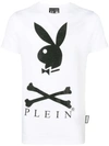 Philipp Plein X Playboy Crystal Logo T-shirt In White