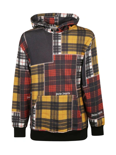 Palm Angels Patchwork Plaid Hoodie In Multicolor