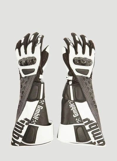 Gmbh Akin Reclaimed Leather Biker Gloves In Black