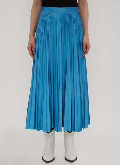 Maison Margiela Long Pleated Skirt In Blue