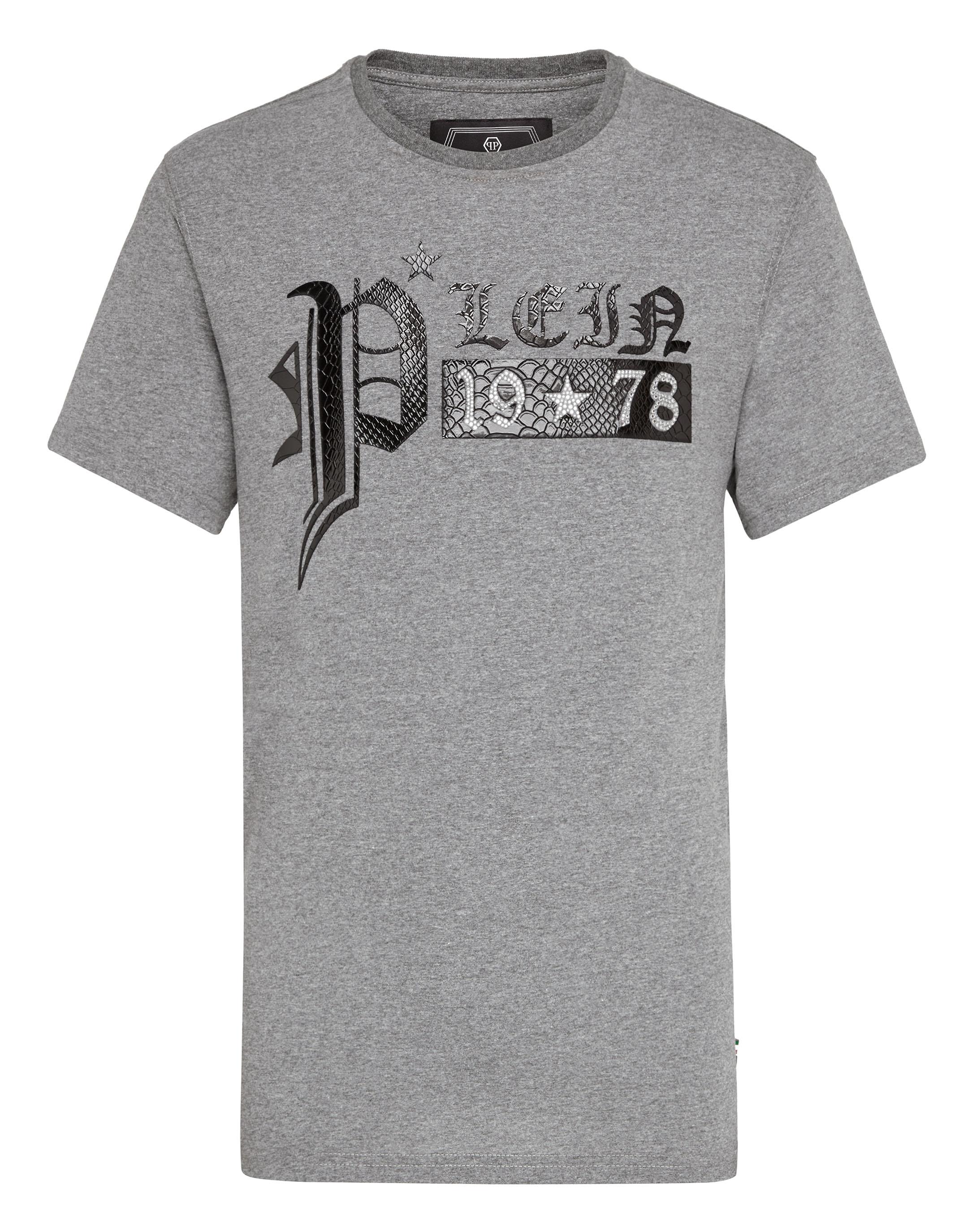 Philipp Plein T-shirt Black Cut Round Neck Gothic Plein In Grey | ModeSens