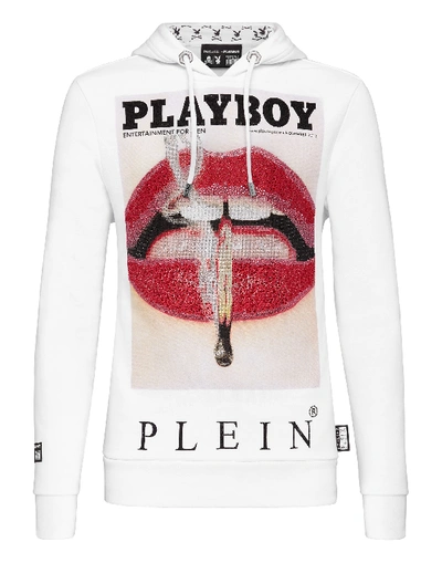 Philipp Plein Hoodie Sweatshirt Playboy In White | ModeSens