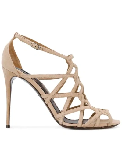 Dolce & Gabbana Open Toe Strapped Sandals In Neutrals