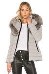 Mackage Kadalina Jacket With Fox Fur Collar In Grey