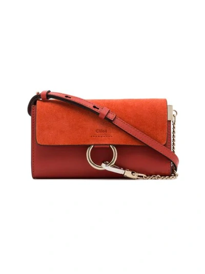 Chloé Faye Red Suede And Leather Shoulder Bag