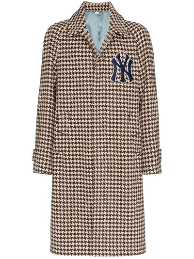 Gucci Ny Yankees Houndstooth Coat - Brown