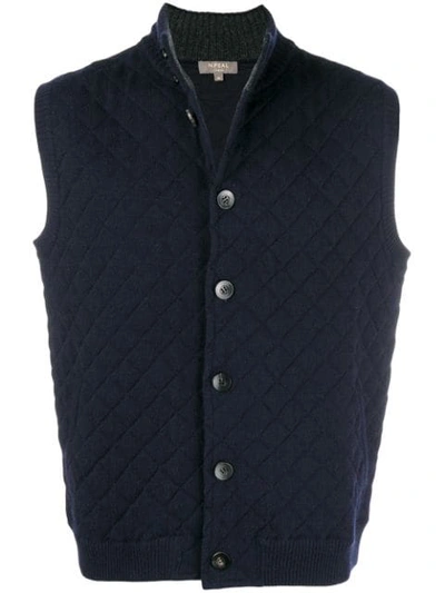 N.peal Quilted Waistcoat In Blue