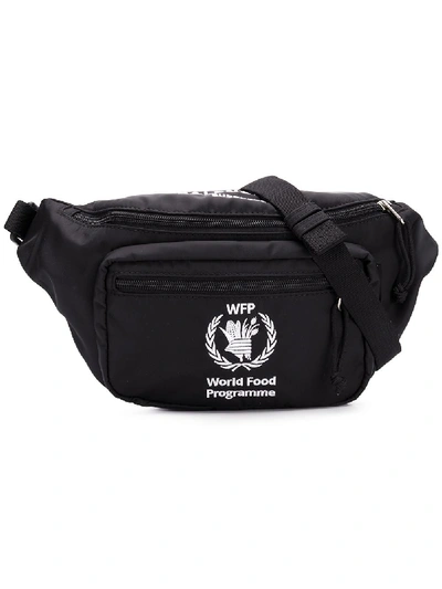 Balenciaga Wfp-embroidered Nylon Belt Bag In Black