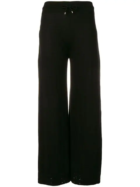 Barrie Lace Trim Wide Leg Trousers In Black | ModeSens
