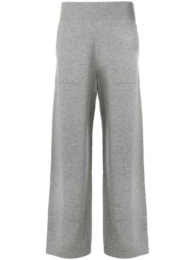 Barrie Flared Knitted Trousers In Grey