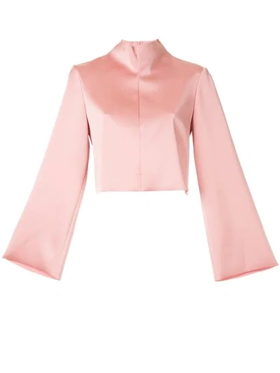 Tibi Funnel Neck Blouse In Pink